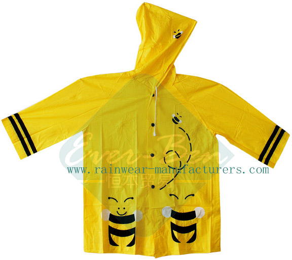 PVC Kids Rain Jacket-Toddler Rain Jacket Factory-Yellow Rain Slicker